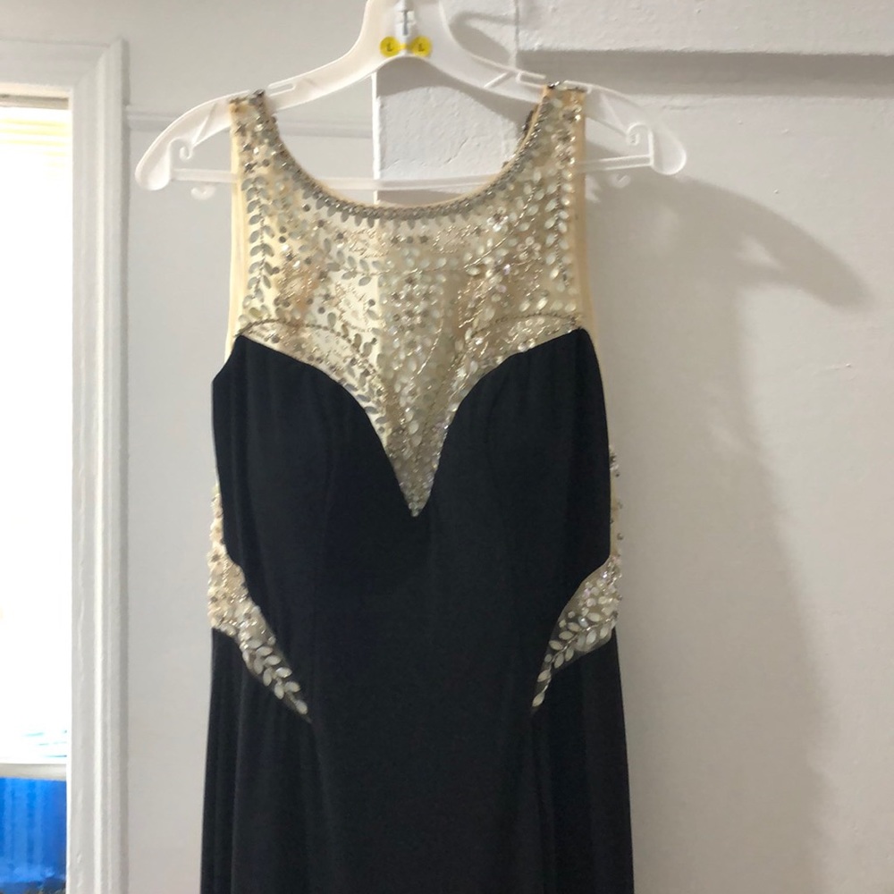 Jovani long sequence beaded dress bash and black
